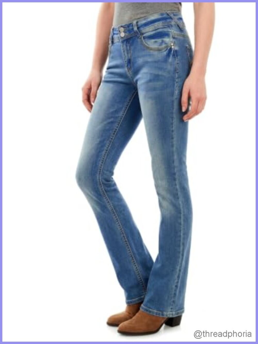 Women's Mid Rise Stretch Bootcut Jeans Curvy Fit Denim